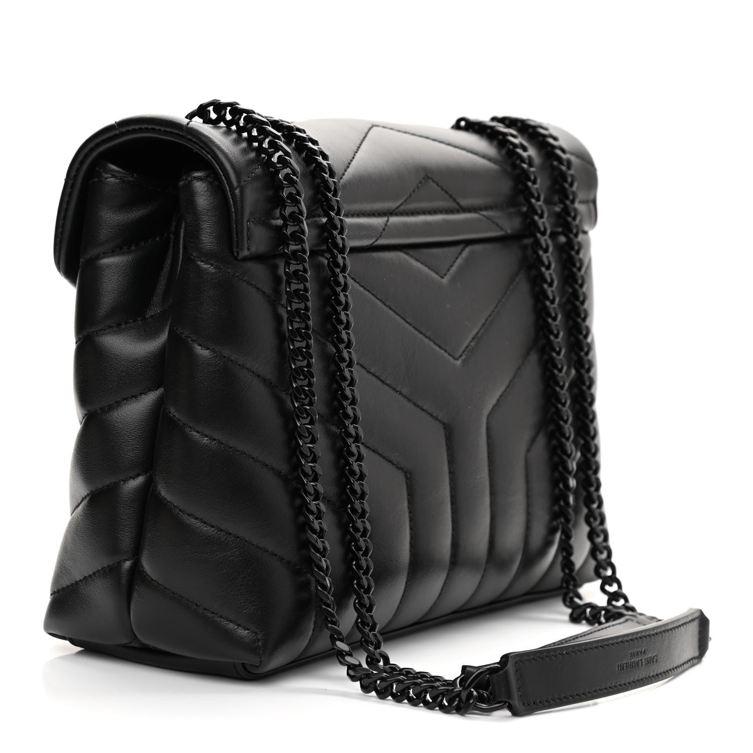 Saint Laurent Calfskin Y Quilted Monogram Monochrome Small Loulou Chain Satchel Black 2 of 7