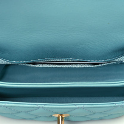 Chanel Calfskin Quilted Top Handle Flap Light Blue 4 of 12