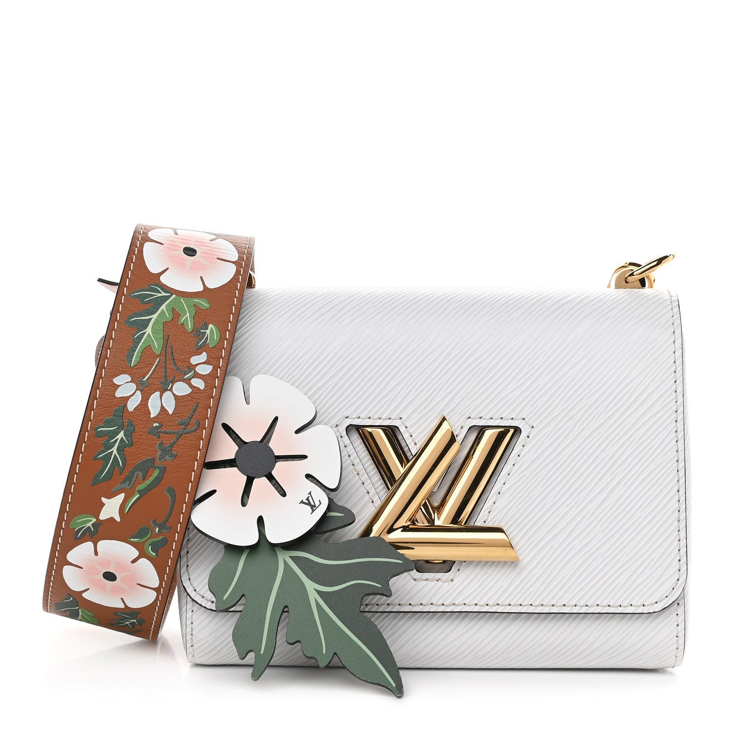 Epi Asnieres Flowers Twist Shoulder Bag PM White