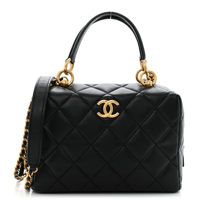 Chanel Lambskin Quilted CC Bowling Bag Black 1 of 14