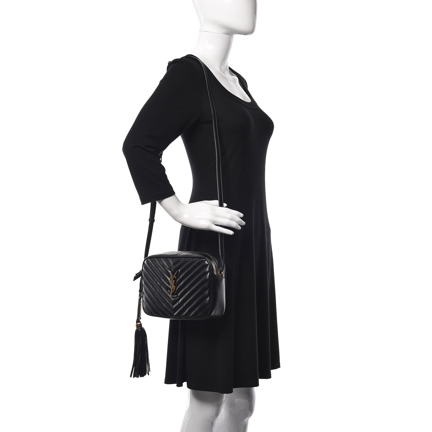 Saint Laurent Calfskin Matelasse Monogram Lou Camera Bag Black 2 of 10