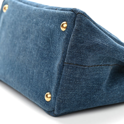 Prada Denim Small Logo Tote Bleu 6 of 14
