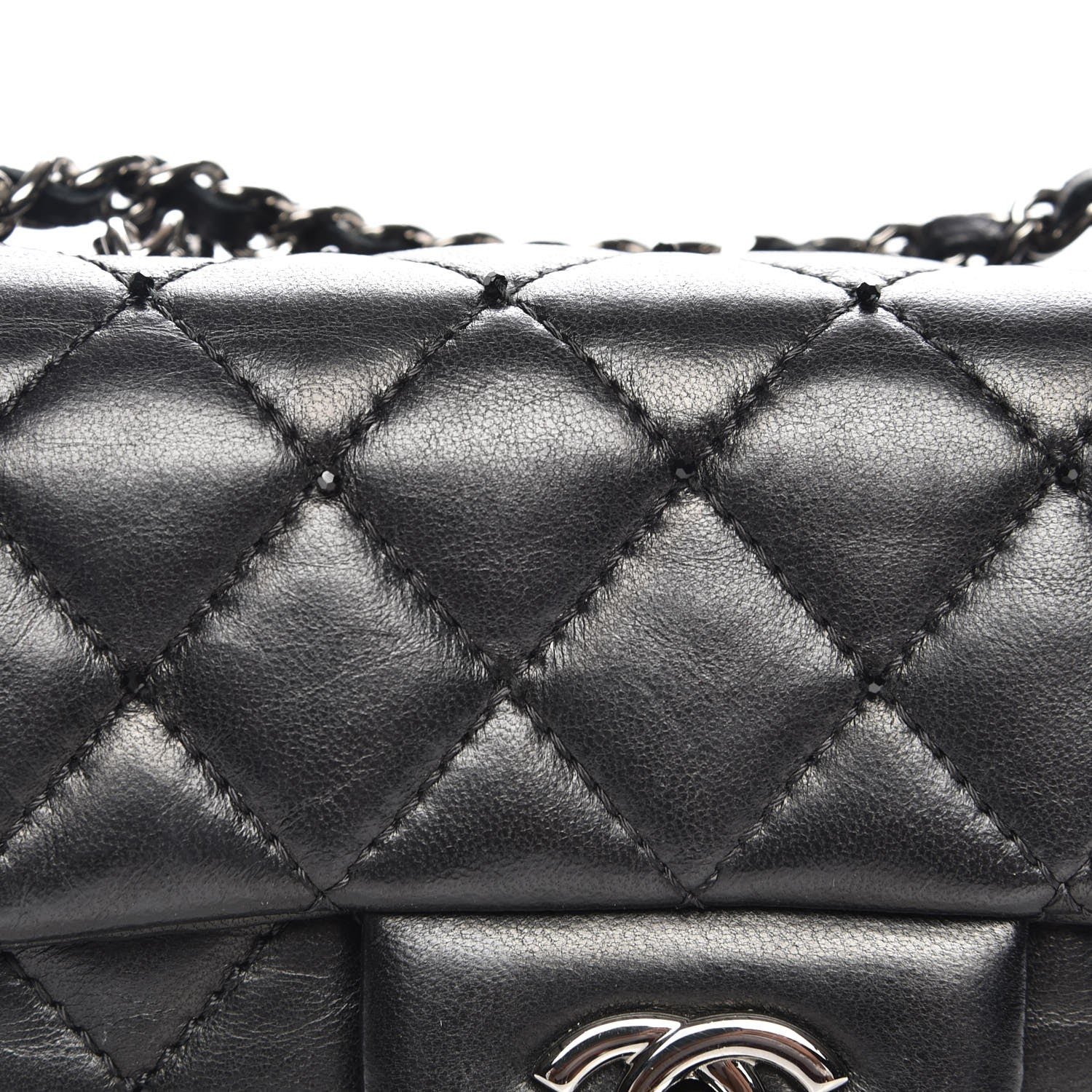 Chanel Lambskin Quilted Beaded Extra Mini Flap Black 8 of 8