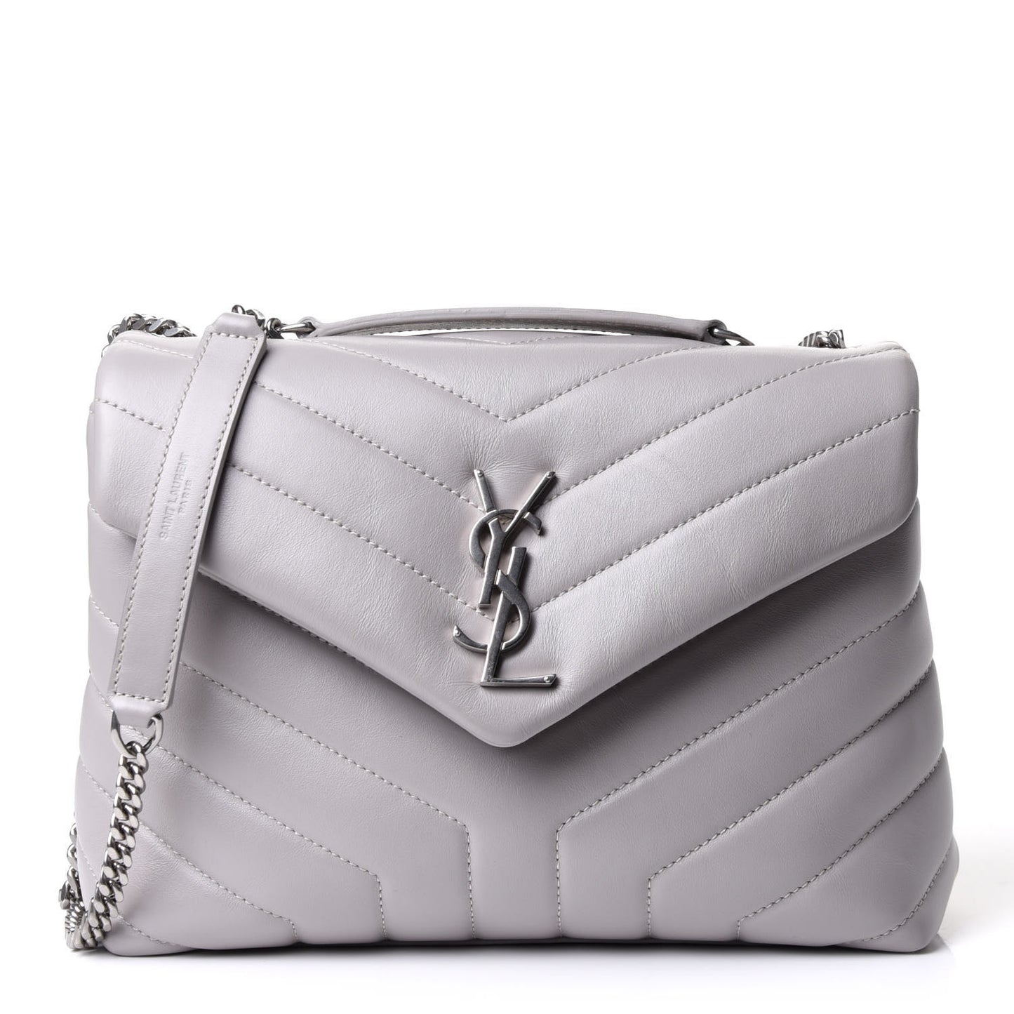 Calfskin Y Quilted Monogram Small Loulou Chain Satchel Granite