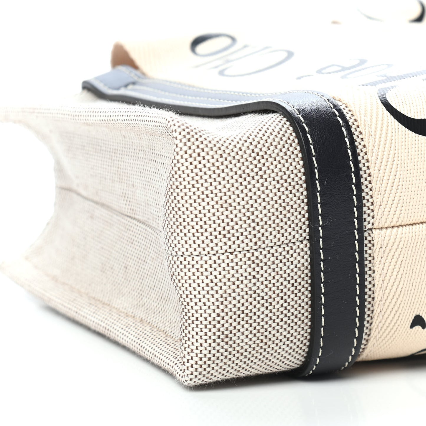 Cotton Calfskin Small Woody Ribbon Tote White Blue