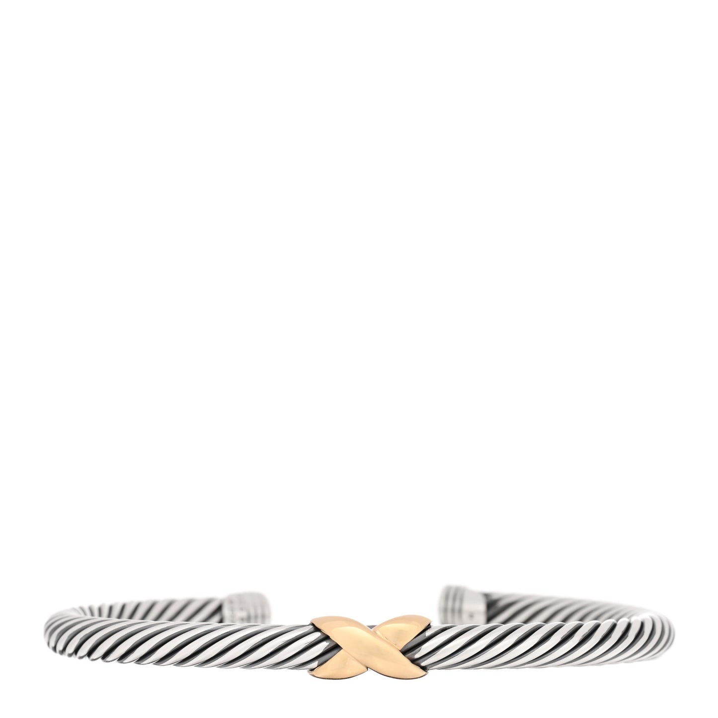 Sterling Silver 14K Yellow Gold 5mm X Station Cable Bracelet