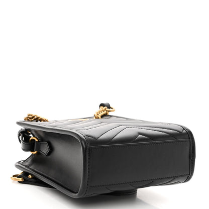 Gucci Calfskin Matelasse Chevron Mini GG Marmont Tote Black 4 of 10