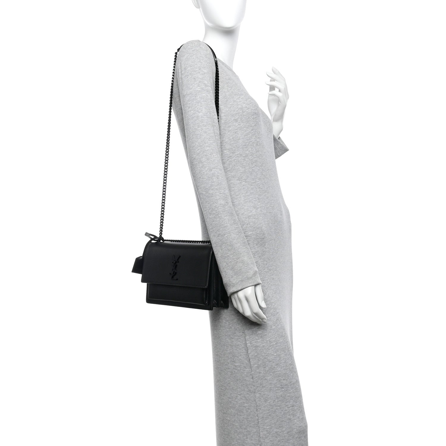 Saint Laurent Calfskin Medium Monogram Monochrome Sunset Black 2 of 11