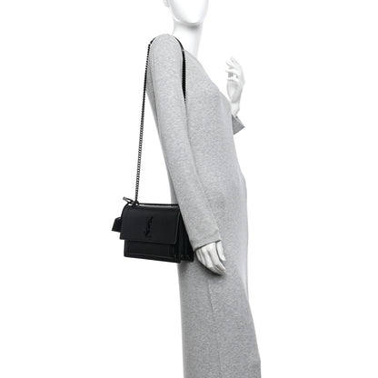 Saint Laurent Calfskin Medium Monogram Monochrome Sunset Black 2 of 11