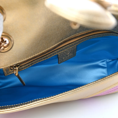 Gucci Metallic Calfskin Matelasse Small GG Marmont Shoulder Bag Gold Pink 5 of 9