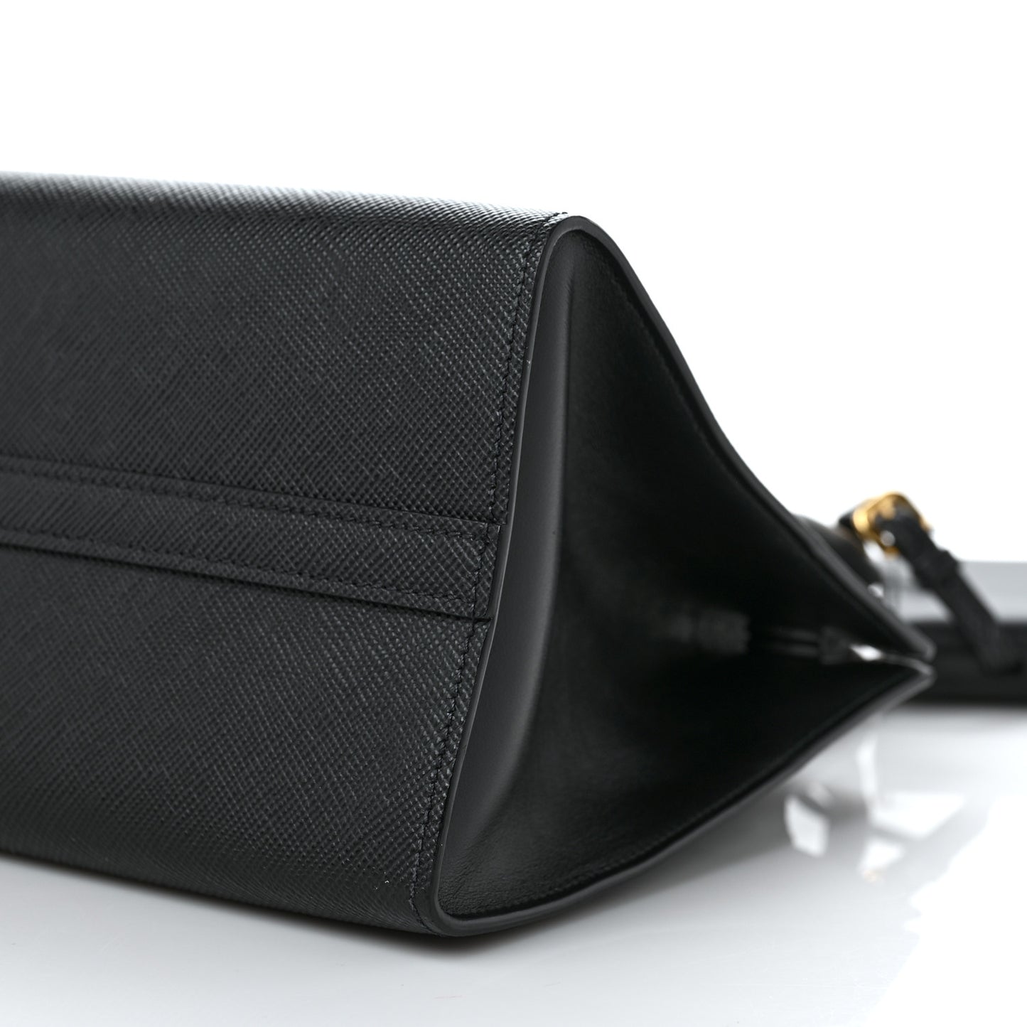 Saffiano Cuir Calfskin Small Monochrome Top Handle Tote Black
