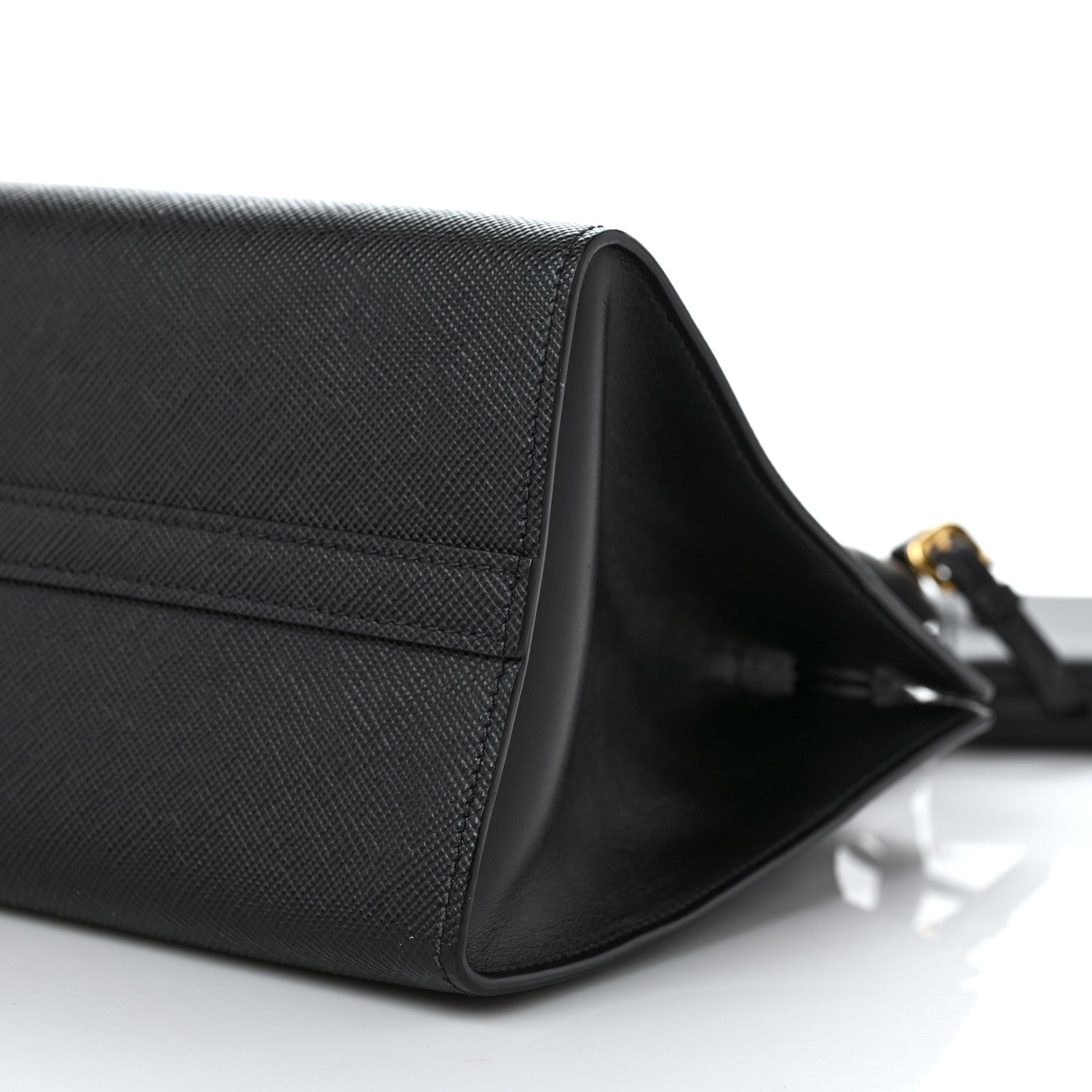 Prada Saffiano Cuir Calfskin Small Monochrome Top Handle Tote Black 9 of 9
