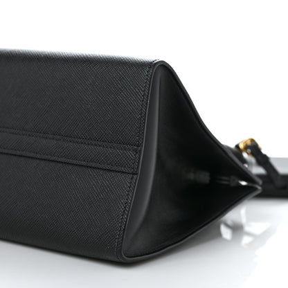 Prada Saffiano Cuir Calfskin Small Monochrome Top Handle Tote Black 9 of 9