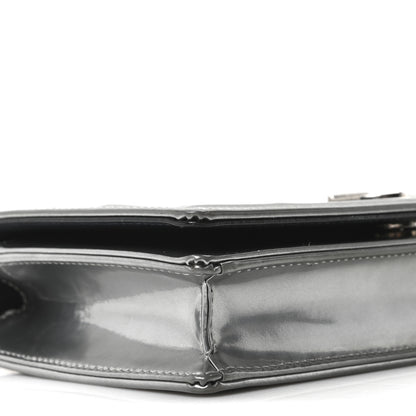 Christian Dior Metallic Patent Micro-Cannage Diorama Wallet on Chain Pouch Silver 9 of 10