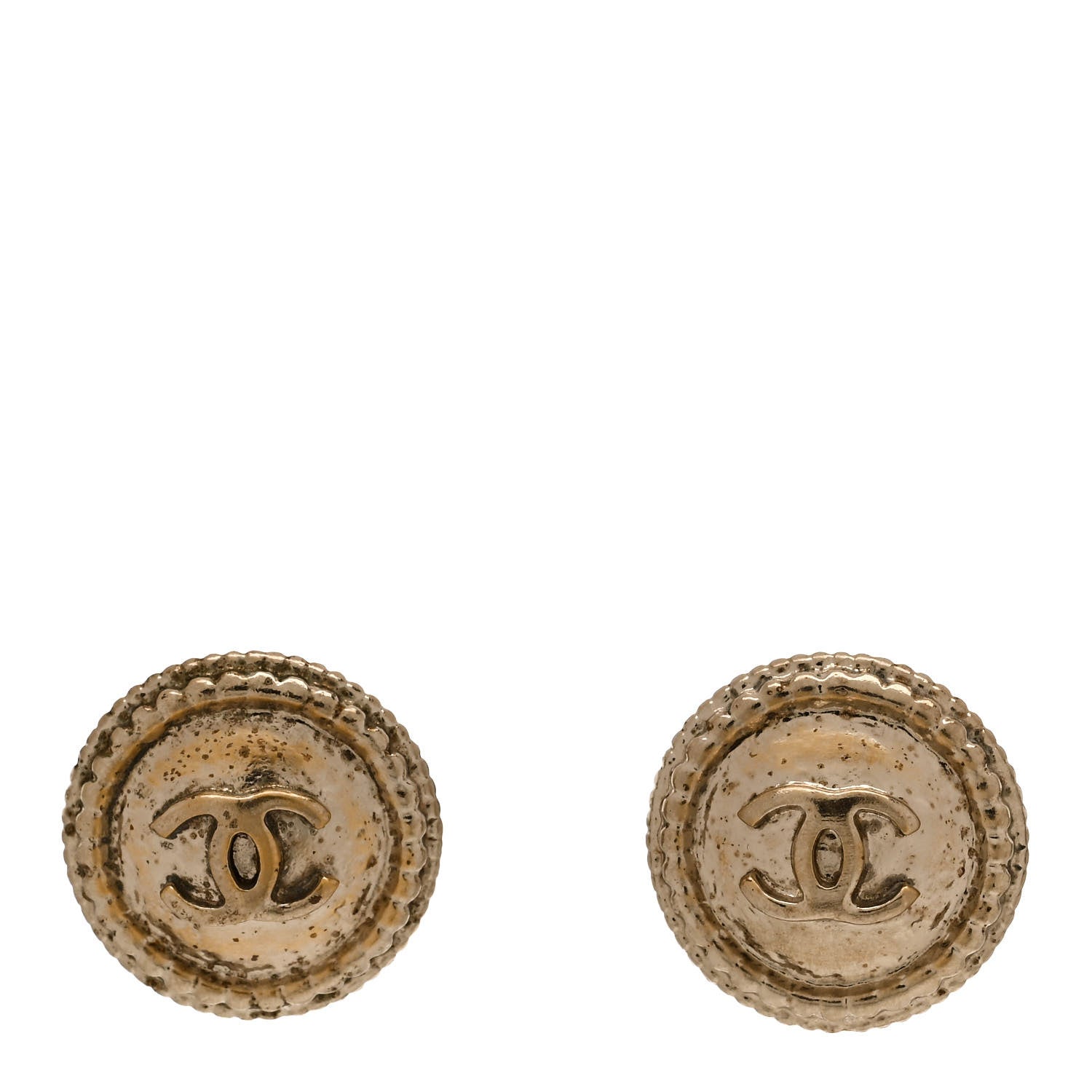 Chanel Metal CC Button Earrings Gold 1 of 5