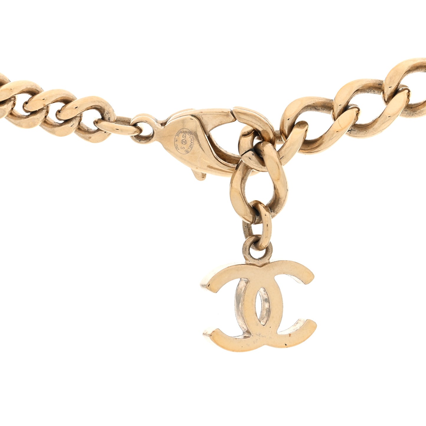 Crystal CC Chain Links Choker Necklace Gold