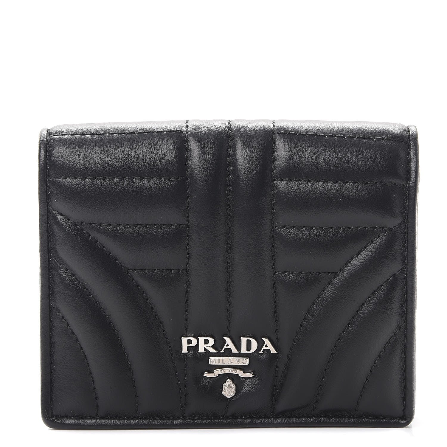 Prada Soft Calfskin Impunture Diagramme Wallet Black 1 of 8