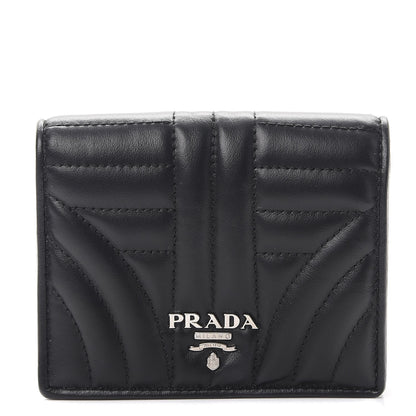 Prada Soft Calfskin Impunture Diagramme Wallet Black 1 of 8