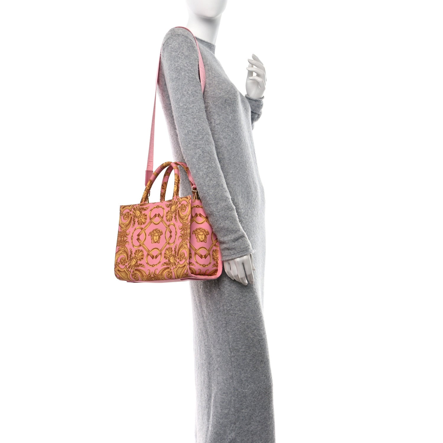 Versace Canvas Baroque Print Medusa Small Tote Pink 2 of 13