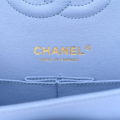 Chanel Lambskin Quilted Medium Double Flap Light Blue 5 of 10