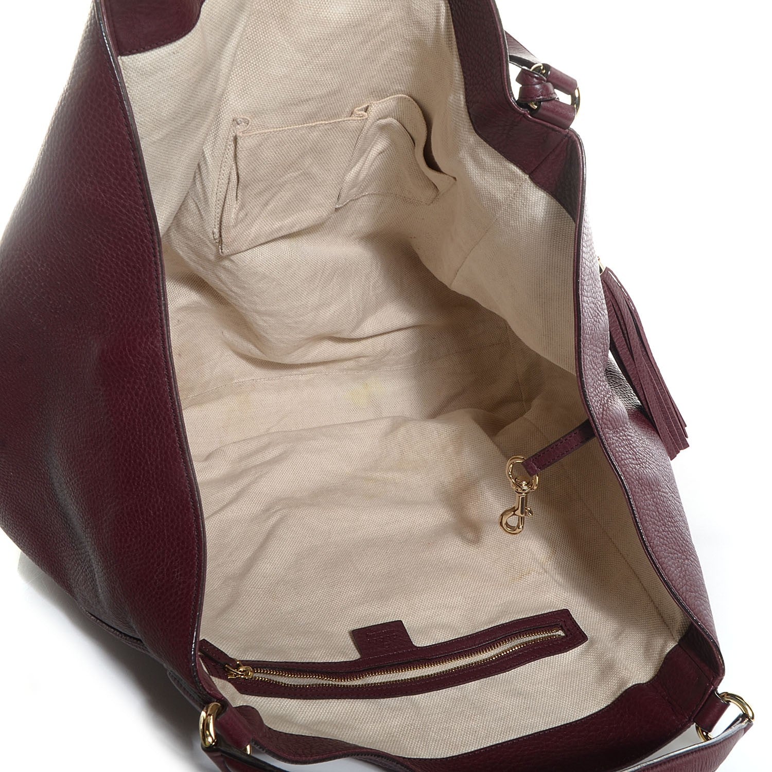 Gucci Pebbled Calfskin Large Soho Shoulder Bag Bordeaux 5 of 9