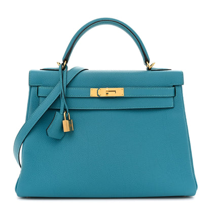 Hermes Togo Kelly Retourne 32 Turquoise 1 of 15