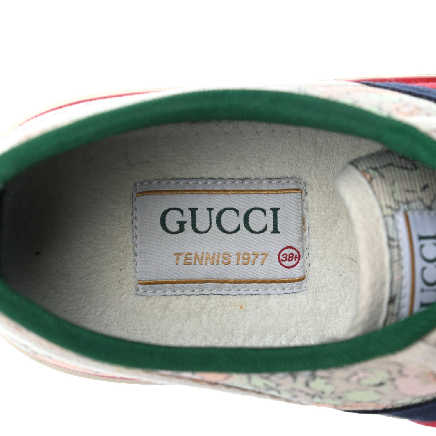 Gucci X LIBERTY OF LONDON Canvas Web Tracy Print Womens 1977 Tennis Sneakers 38.5 Mint Peach Mystic White 7 of 8