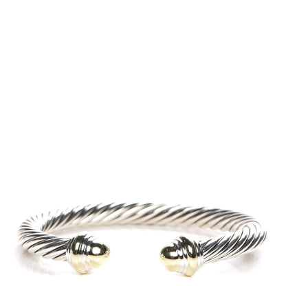 David Yurman Sterling Silver 14K Yellow Gold 7mm Cable Classics Bracelet 5 of 8