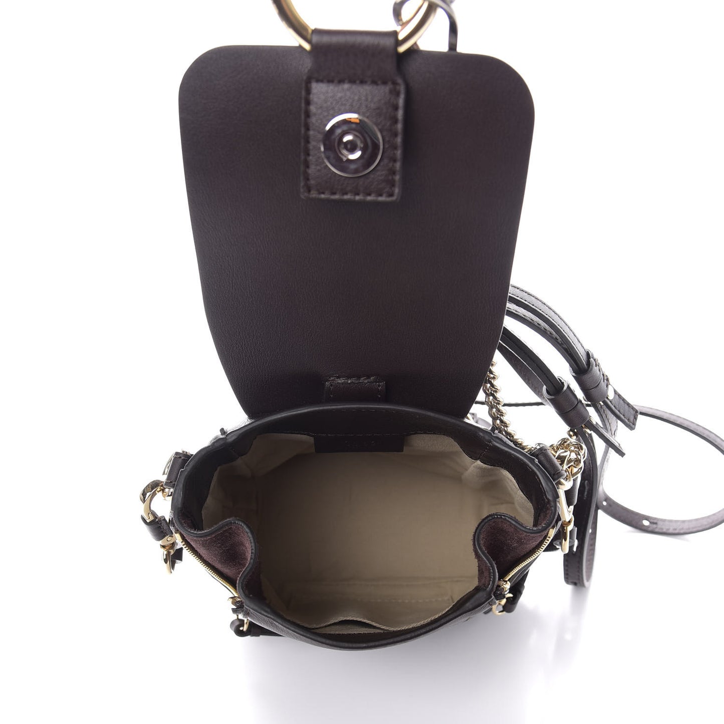 Suede Calfskin Mini Faye Backpack Carbon Brown