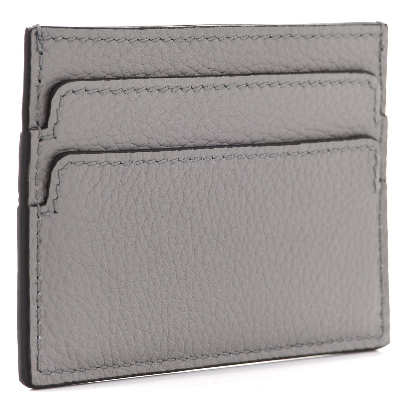 Calfskin Skull Card Holder Grey