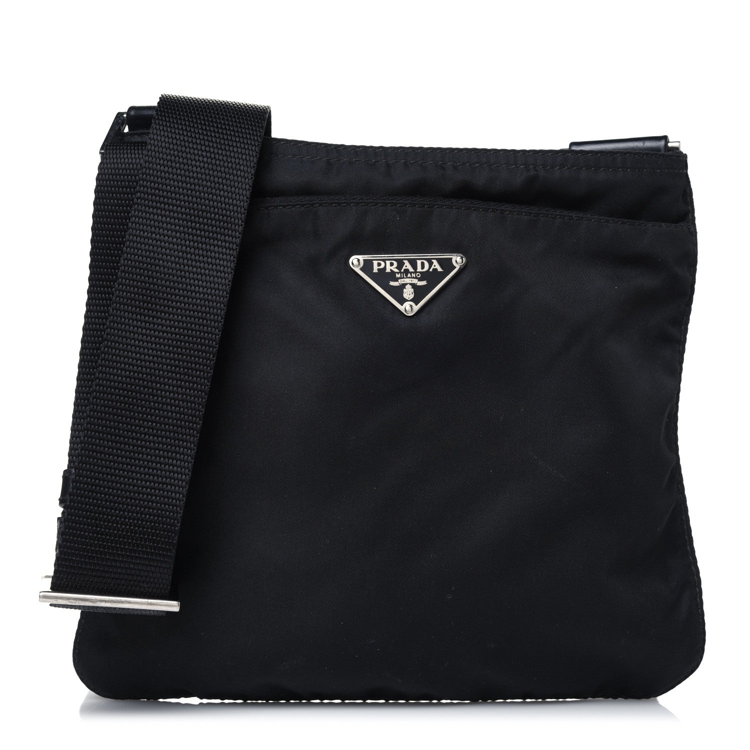 Prada Nylon Flat Messenger Bag Black 1 of 10