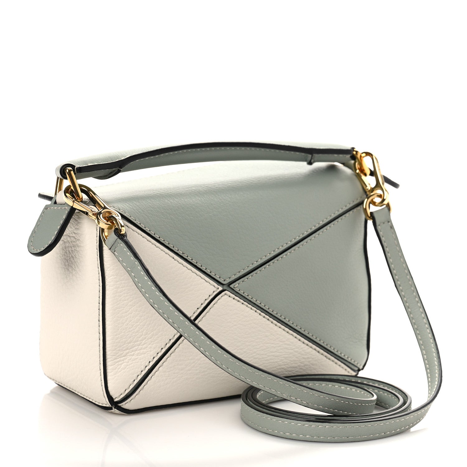 Loewe Calfskin Mini Puzzle Bag Ash Grey Marble Green 3 of 7