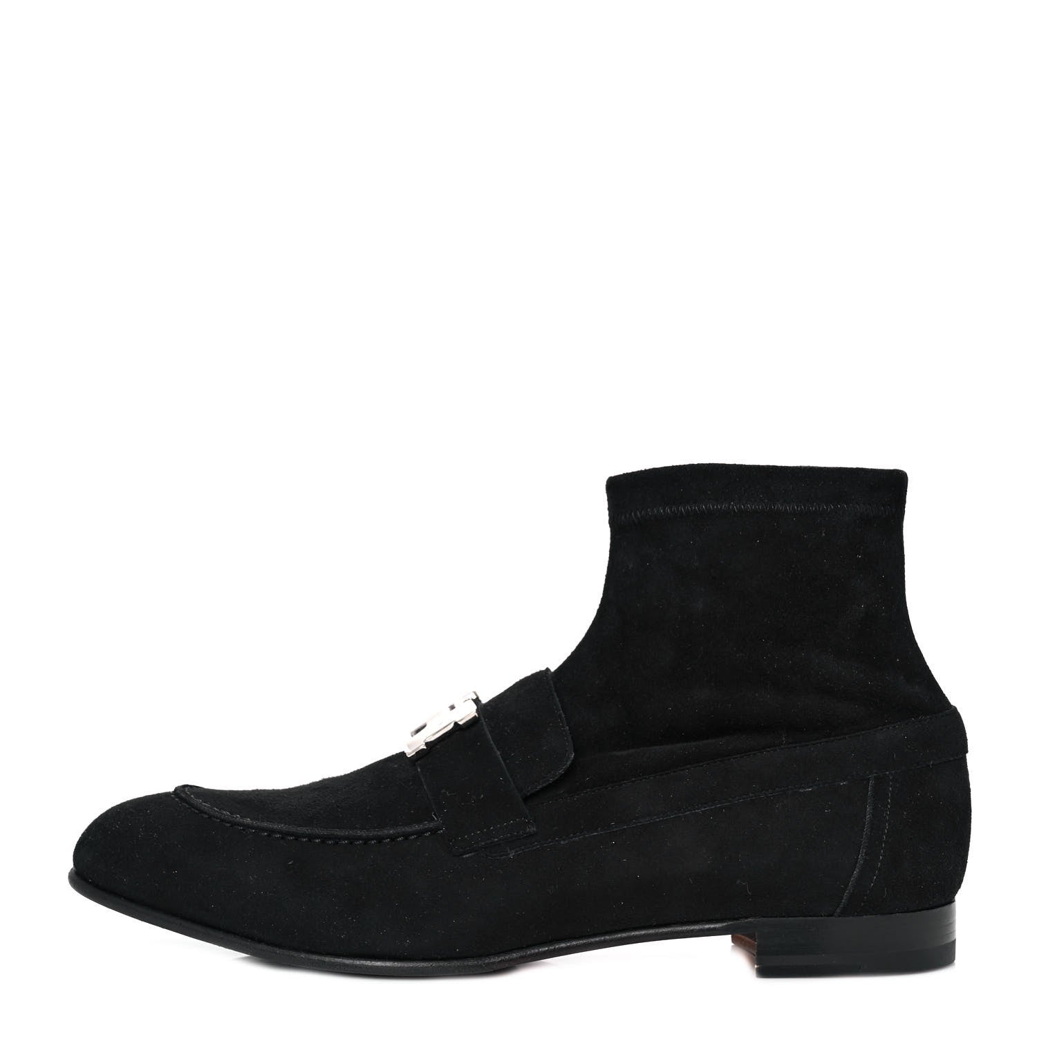 Hermes Stretch Velvet Goatskin Saint Honore Ankle Boots 38.5 Black 1 of 8