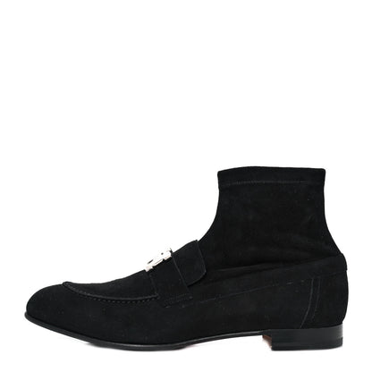 Hermes Stretch Velvet Goatskin Saint Honore Ankle Boots 38.5 Black 1 of 8