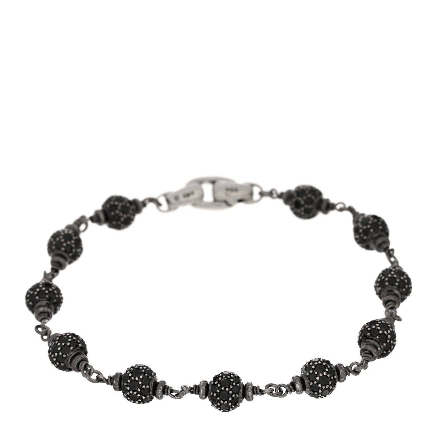 Sterling Silver Black Diamond 6mm Spiritual Beads Bracelet