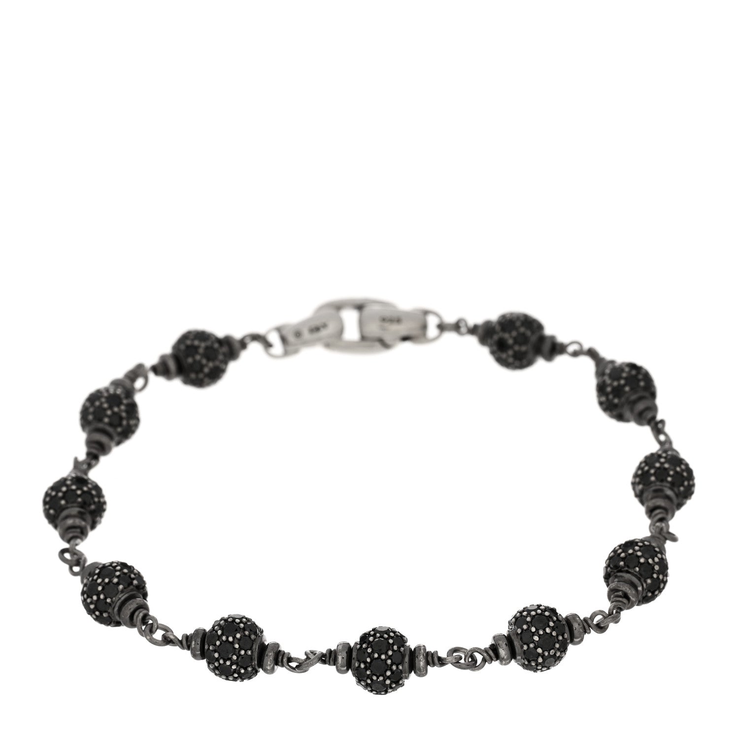 David Yurman Sterling Silver Black Diamond 6mm Spiritual Beads Bracelet 1 of 3