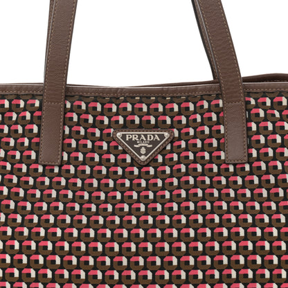 Prada Tessuto Stampato Nylon Saffiano Otta Print Tote Rosa 7 of 10