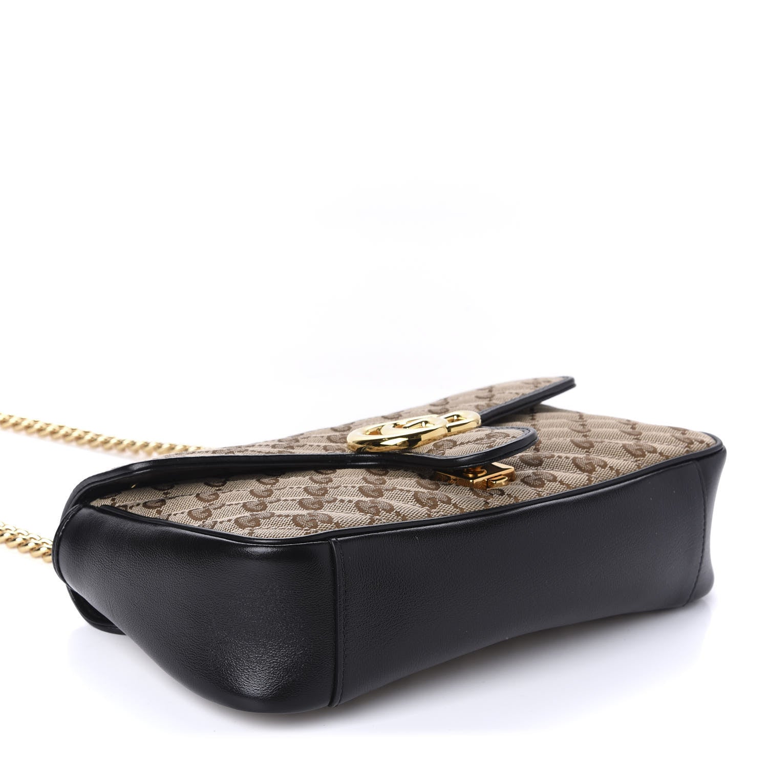 Gucci Monogram Matelasse Diagonal Small GG Marmont Shoulder Bag Beige Black 4 of 10