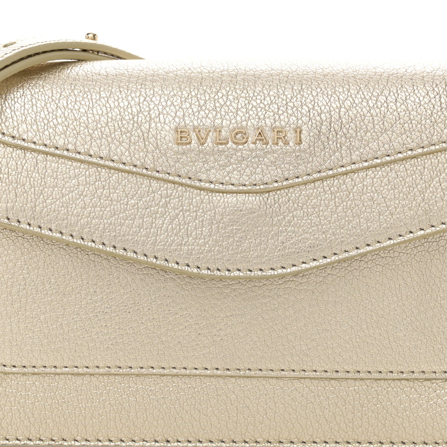 Metallic Calfskin Snake Strap Crossbody Flap Clutch Gold