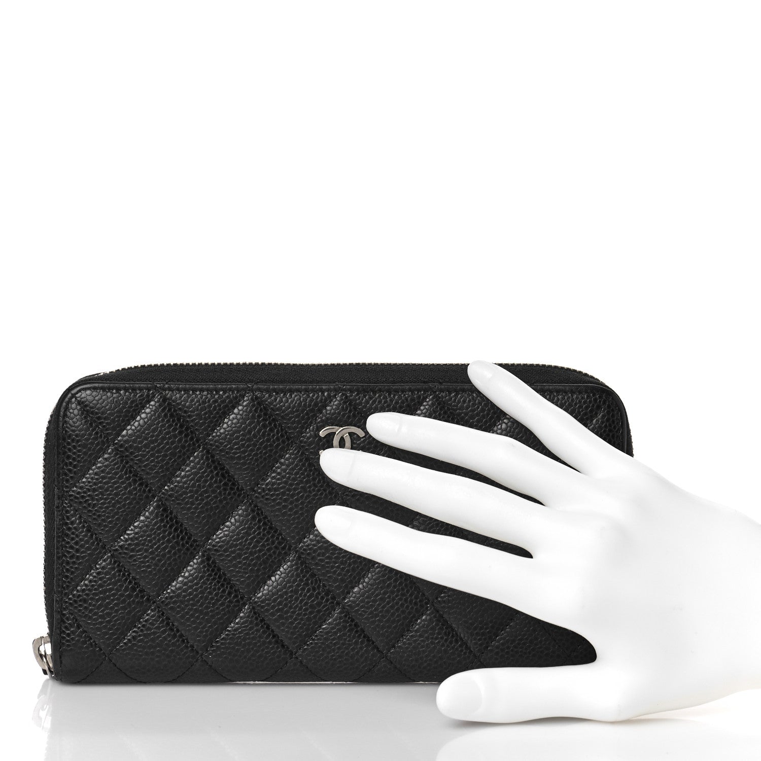 Chanel Caviar Quilted Large Gusset Zip Around Wallet Black 2 of 9