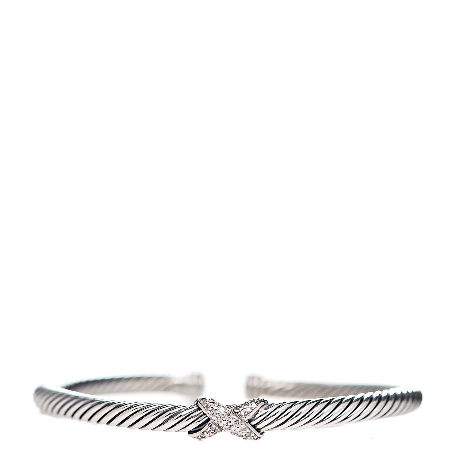 David Yurman Sterling Silver Diamond 4mm X Cable Bracelet 1 of 4