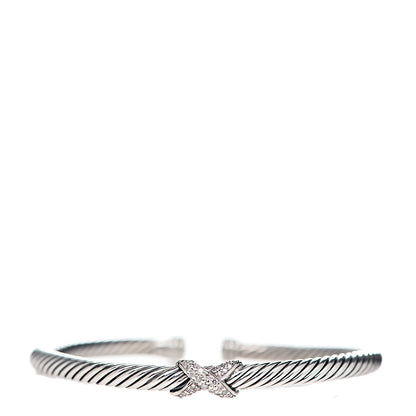 David Yurman Sterling Silver Diamond 4mm X Cable Bracelet 1 of 4