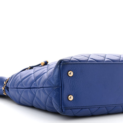 Chanel Calfskin Front Zip CC Drawstring Chain Drawstring Tote Blue 9 of 13