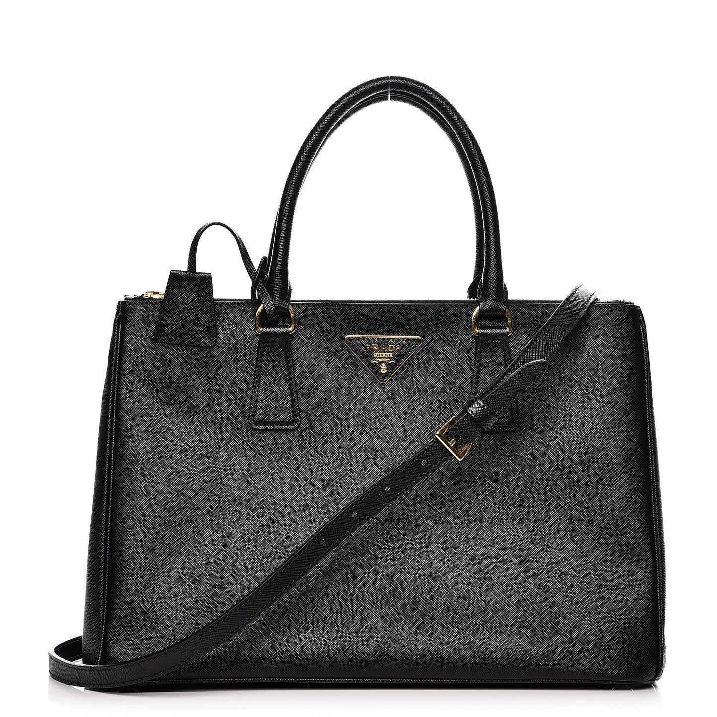 Saffiano Medium Galleria Double Zip Tote Black