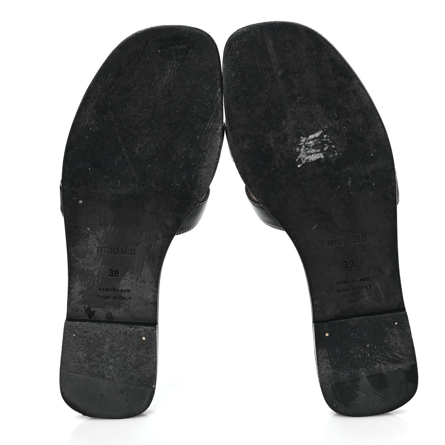 Hermes Box Calfskin Oran Sandals 39 Black 5 of 8