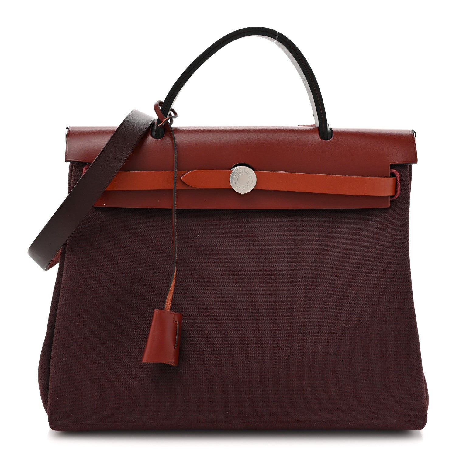 Hermes Military Toile Vache Hunter Herbag Zip 31 PM Chocolate Rouge H Cuivre 1 of 12