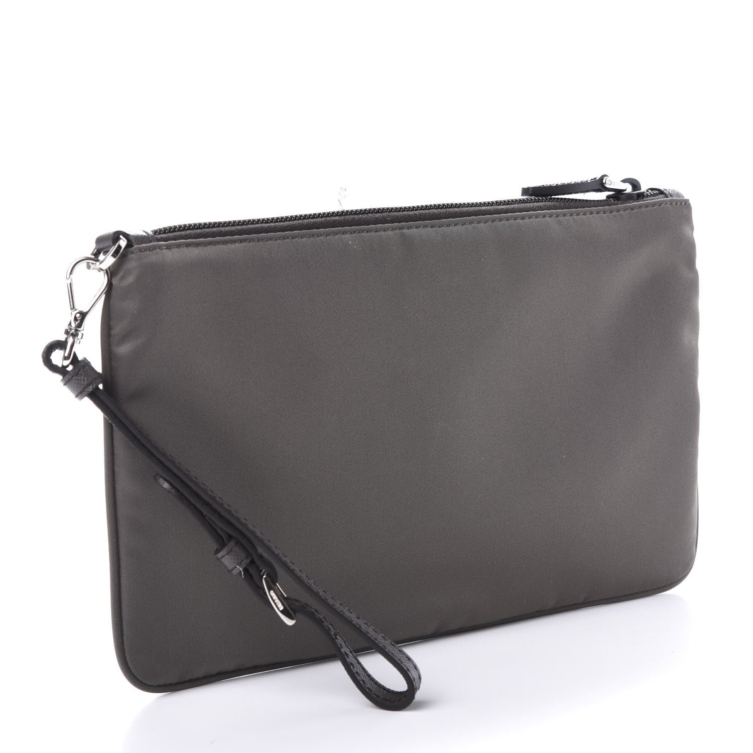 Prada Tessuto Nylon Saffiano Wristlet Grey 4 of 8