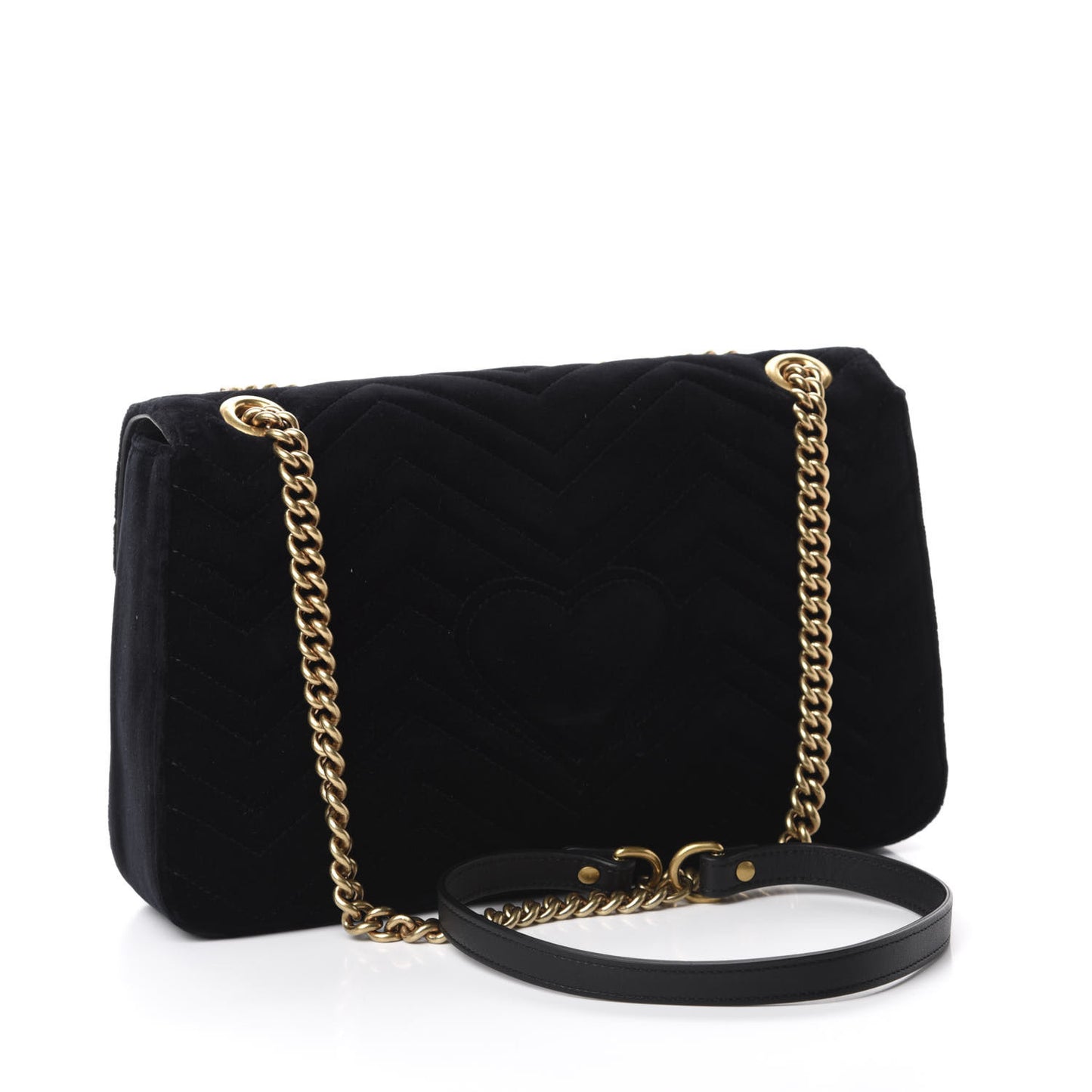 Velvet Matelasse Loved Embroidered Medium GG Marmont Shoulder Bag Black