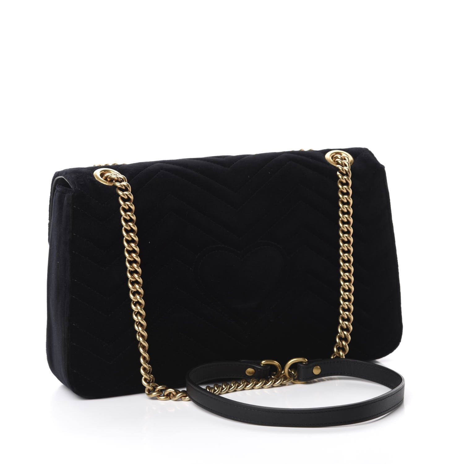 Gucci Velvet Matelasse Loved Embroidered Medium GG Marmont Shoulder Bag Black 3 of 10