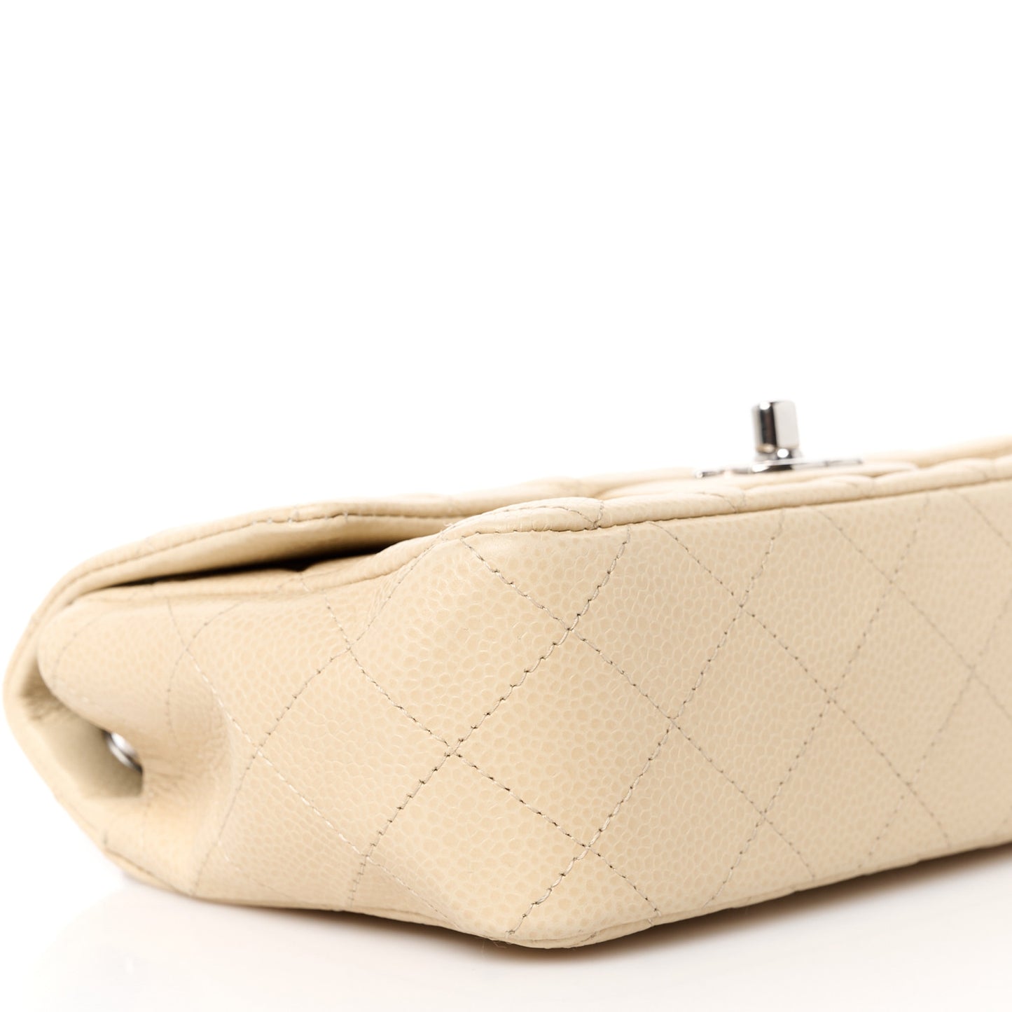 Caviar Quilted Mini Rectangular Flap Light Beige